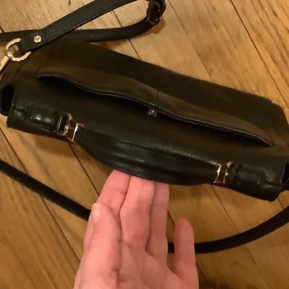 COACH Top Handle Satchel Crossbody Black Leather with Royal Blue Interior - Picture 8 of 13